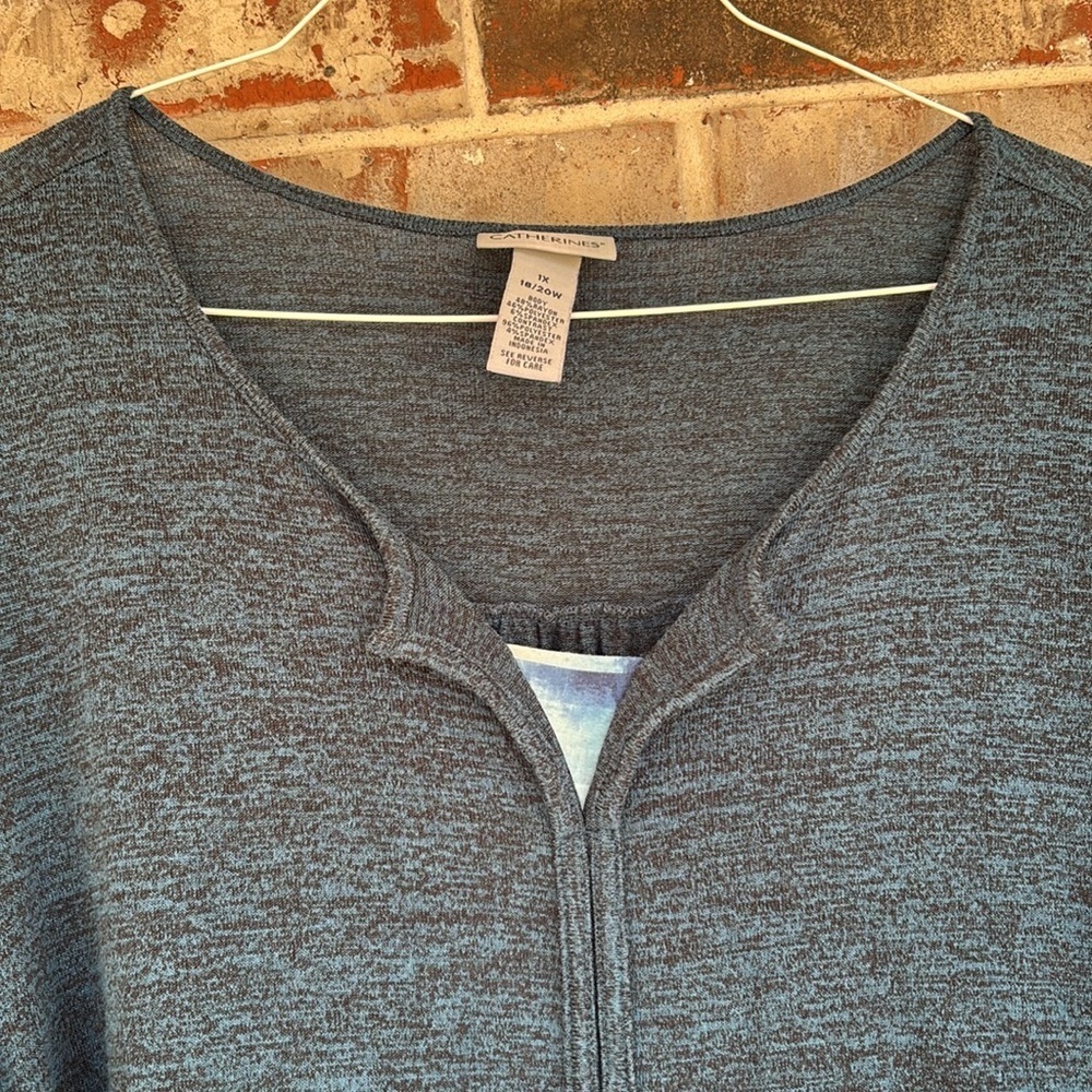 Catherines Dark Blue Tunic with Plaid Accents - Picture 7 of 9
